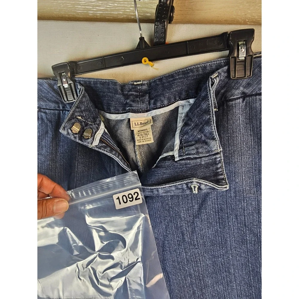 LL Bean Womens 16M Tall Wide Leg Denim Trousers Medium Wash 100% Cotton 0DTJ7